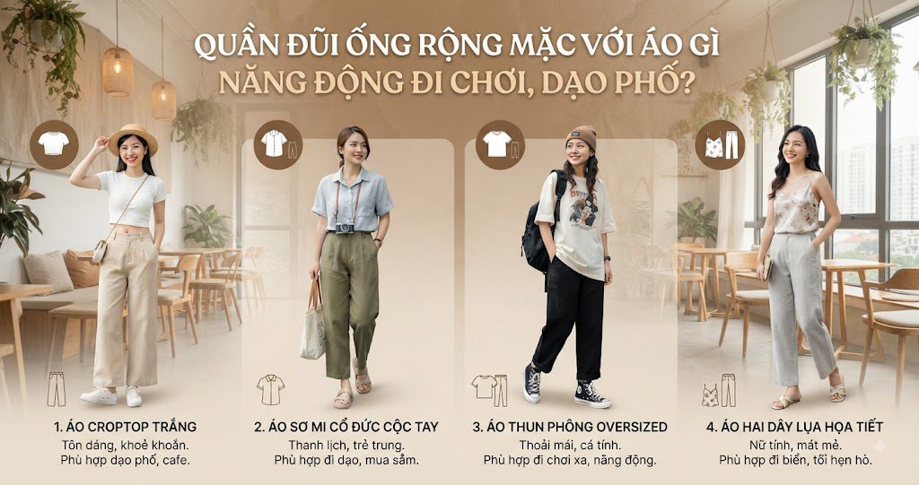 Quần Đũi Ống Rộng Mặc Với Áo Gì Năng Động Đi Chơi, Dạo Phố?