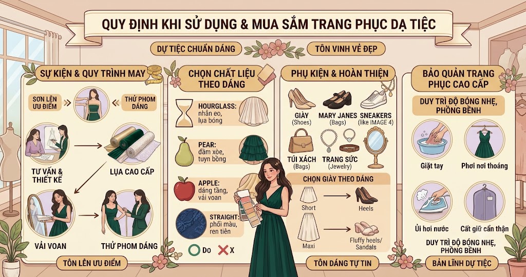Quy định khi sử dụng & Mua sắm trang phục dạ tiệc