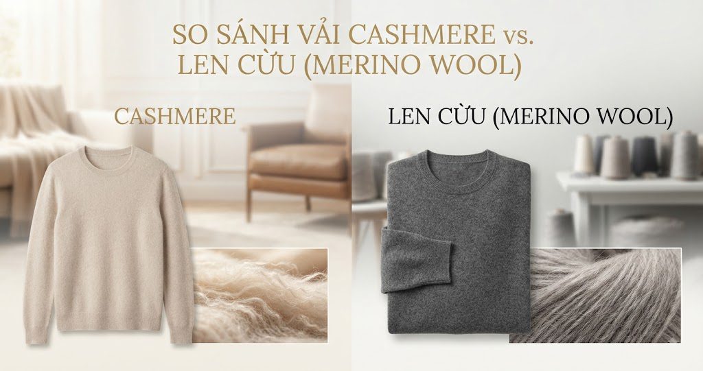 Vải Cashmere vs. Len Cừu (Merino Wool)