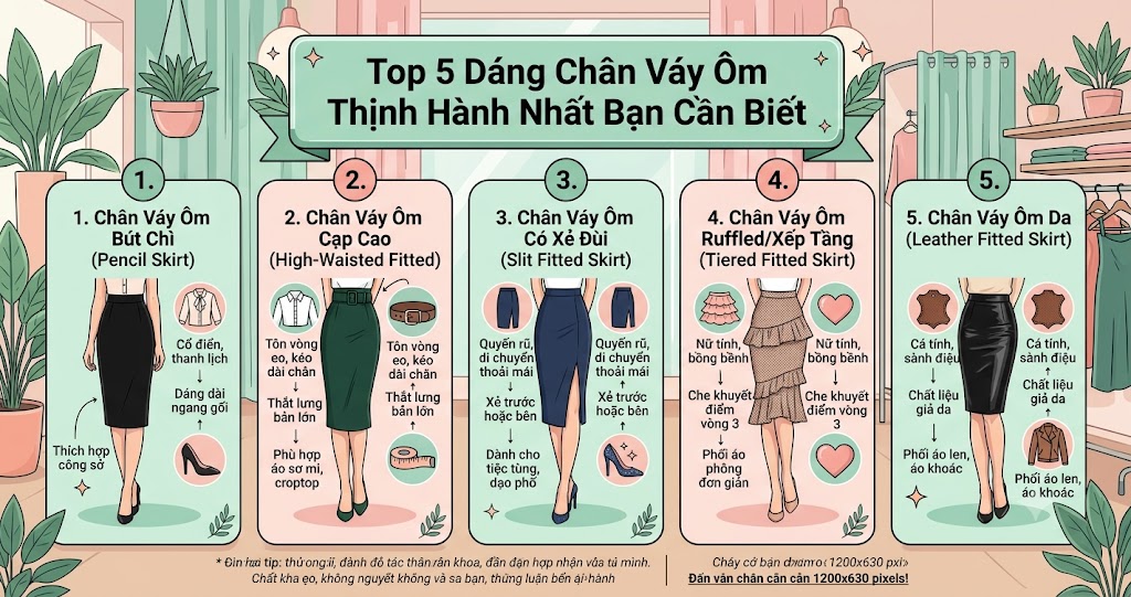 Top 5 Dáng Chân Váy Ôm Thịnh Hành Nhất Bạn Cần Biết