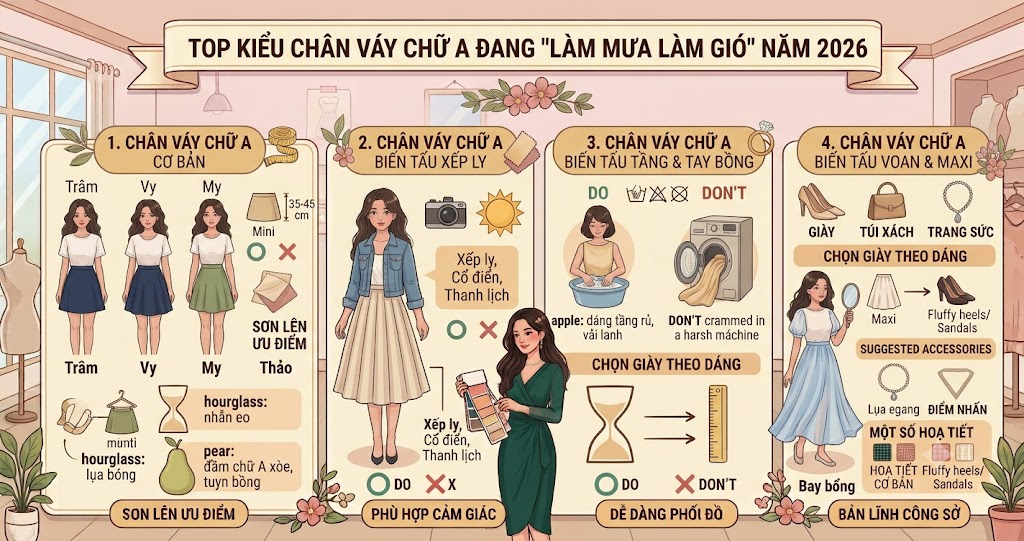 Top Kiểu Chân Váy Chữ A Đang Top Kiểu Chân Váy Chữ A Đang