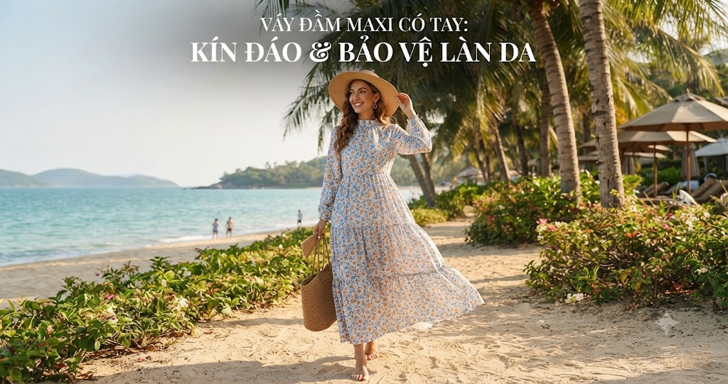 Váy Đầm Maxi Có Tay: Kín Đáo & Bảo Vệ Làn Da