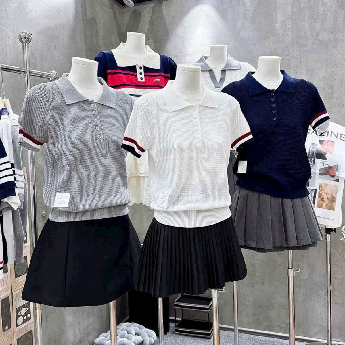 Áo Polo Len Nữ Viền Tay - Thun Len Lưới Mềm Mát 5 Áo Polo Len Nữ Viền Tay - Thun Len Lưới Mềm Mát - Ảnh 5
